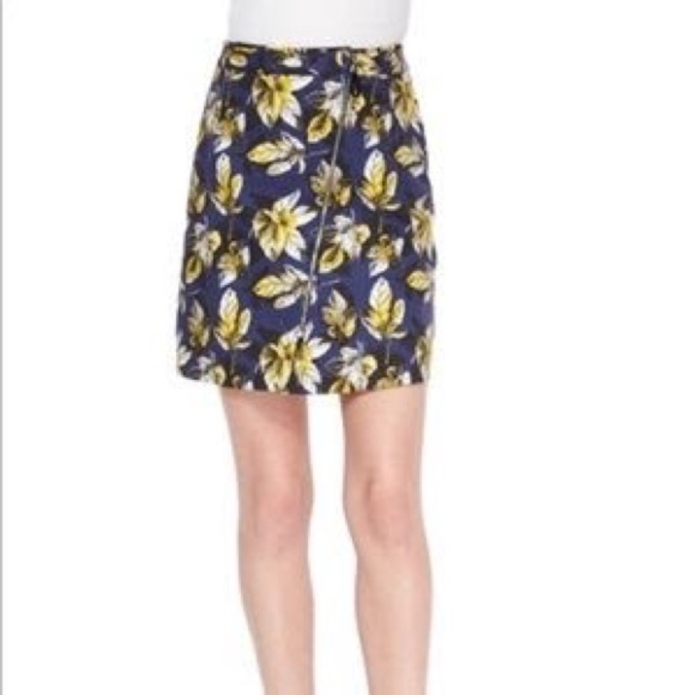 Risto Leaf Print Purple & Yellow Skirt | Size XS